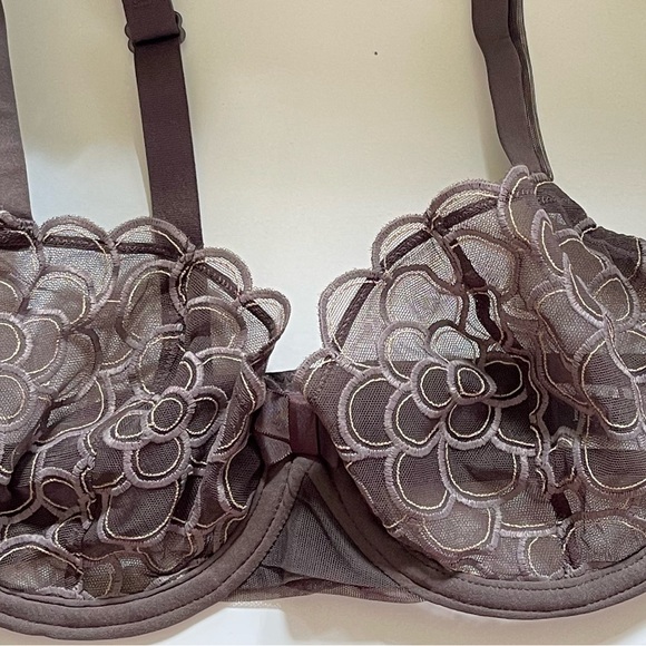 🆕 Lou Paris Smoke Grey Lace Bra - Women’s Size 38B / B38 - Picture 3 of 11